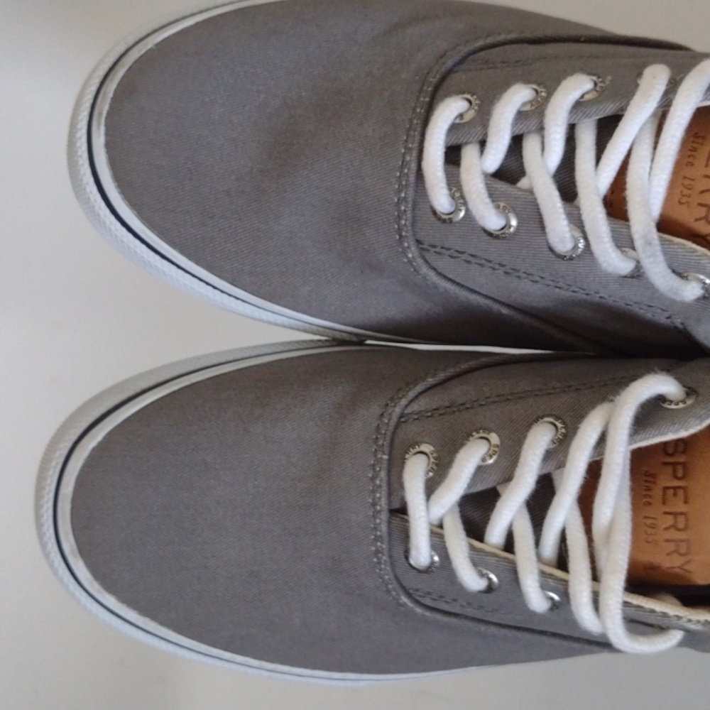 Sperry Striper II CVO Canvas Gray Sneakers Men's 9.5 Nautical Preppy Casual - Picture 5 of 14